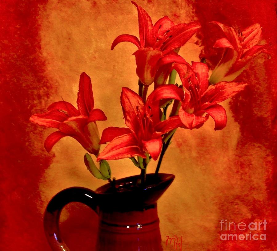 Red Tigerlilies in a Pitcher Photograph by Marsha Heiken