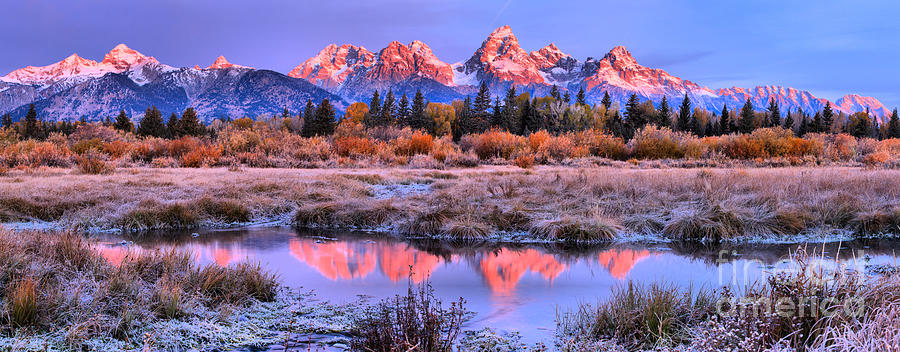 Red Tip Teton Reflection Panorama Photograph by Adam Jewell