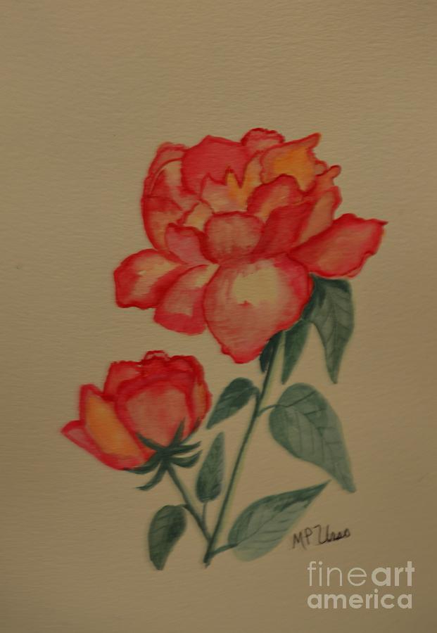 Red Tipped Roses Painting by Maria Urso