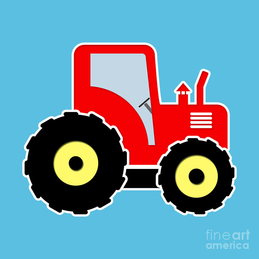 Red toy tractor Digital Art by Gaspar Avila