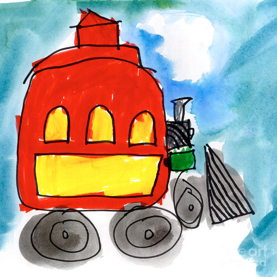 Red Train Painting by Isabel Tubao Age Five