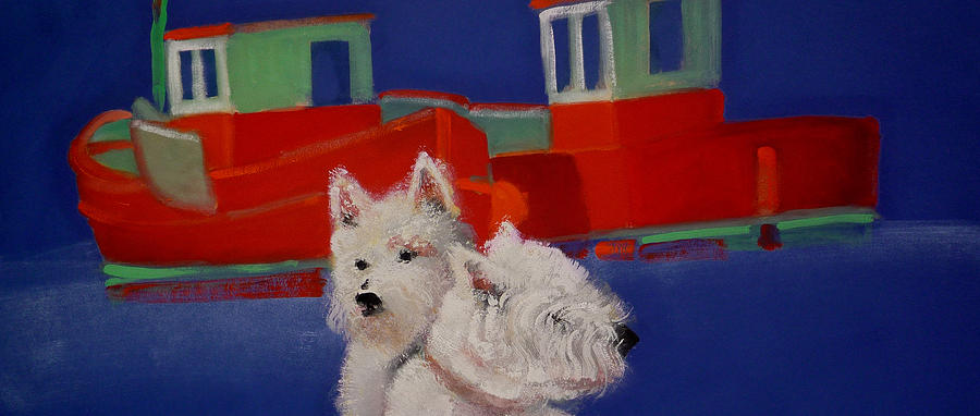 Dog Painting - Red Trawlers by Charles Stuart