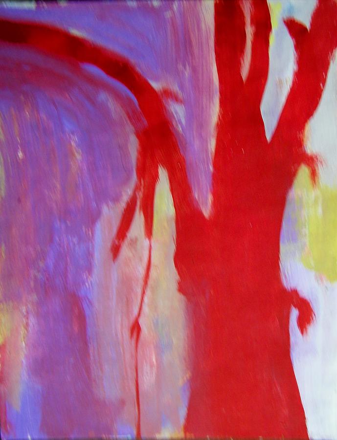 Red Tree Abstract Painting by Judith Redman