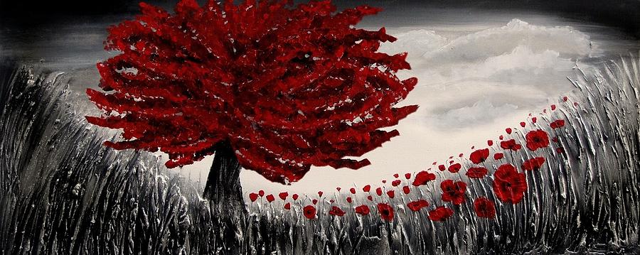 Red Tree Painting by Amanda Dagg