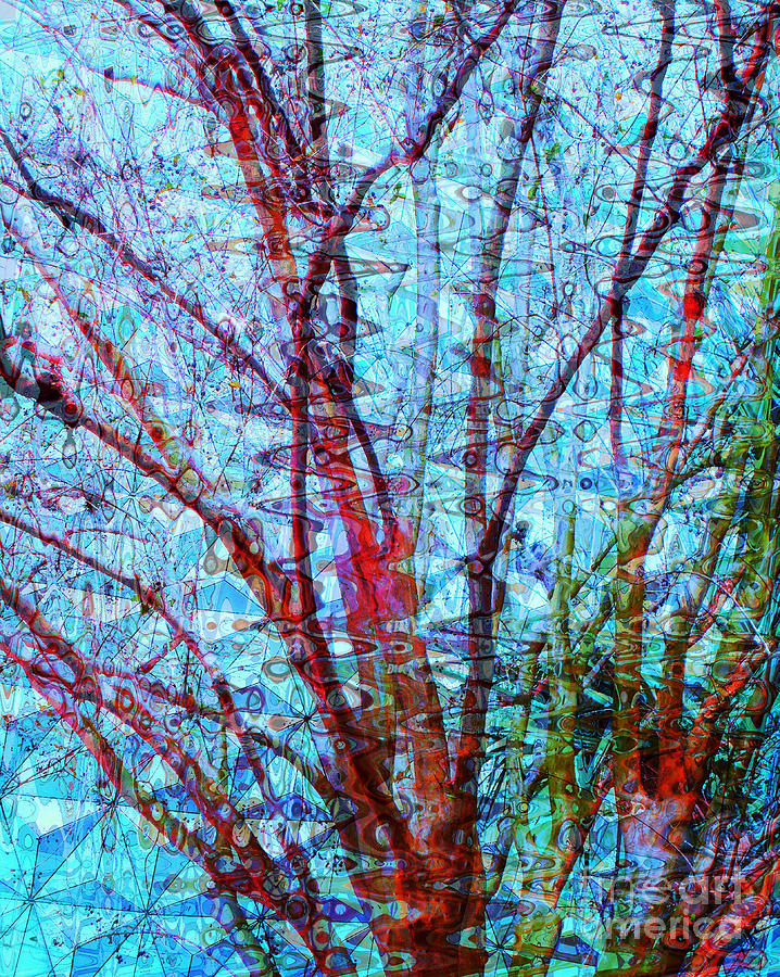 		Red Tree Over Water			 Digital Art by Ann Johndro-Collins