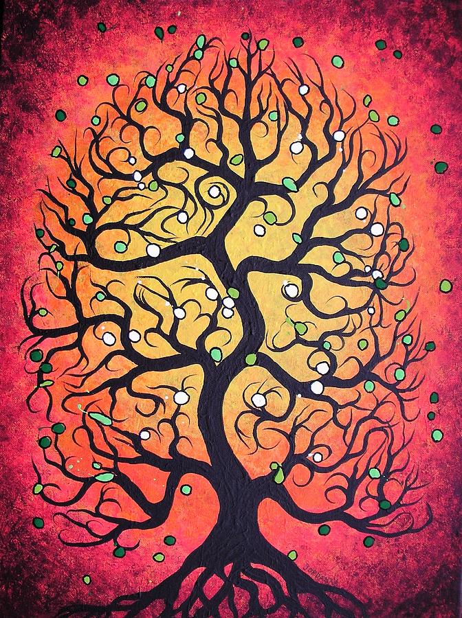 Red Tree Painting Painting By Jordanka Yaretz