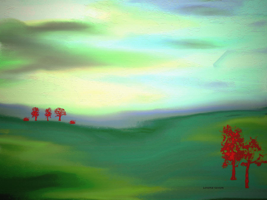 Red Trees Painting by Lenore Senior