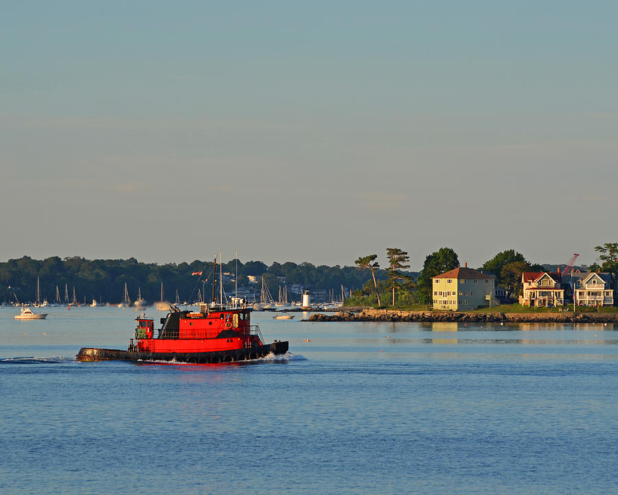 Boat Photograph - Red Tugboat Salem Harbor by Toby McGuire