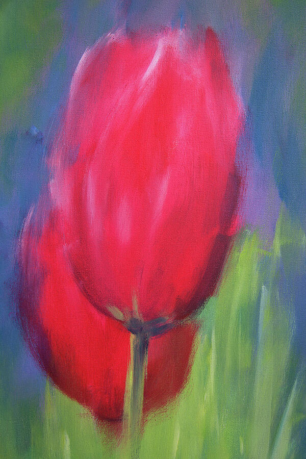 Red tulips 1 Painting by Karen Kaspar