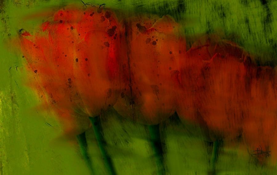 Red Tulips Abstract Digital Art by Jim Vance