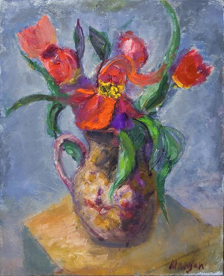 Flower Painting - Red tulips by Cornelia Margan
