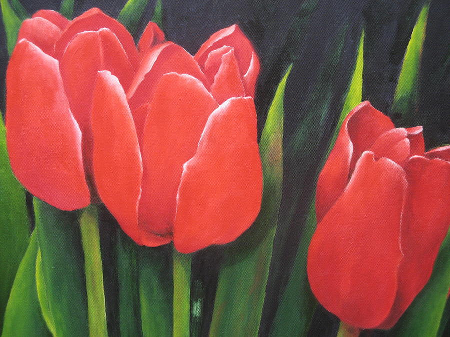 Red Tulips Painting by Diane Agius - Fine Art America