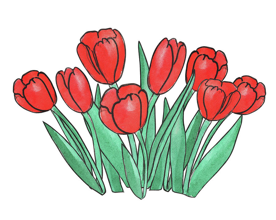 Red Tulips  Painting by Irina Sztukowski