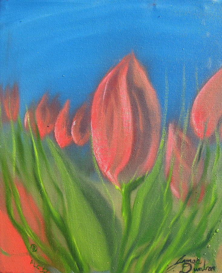 Red Tulips Painting by James Dunbar