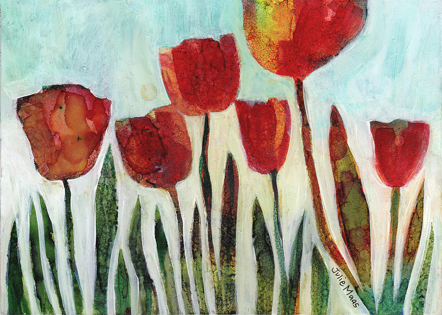 Red Tulips Painting by Julie Maas