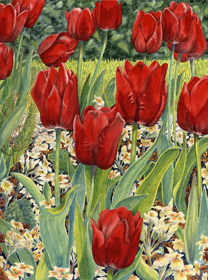 Flower Painting - Red Tulips by Karen Wright