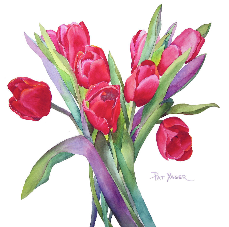 Tulip Painting - Red Tulips by Pat Yager