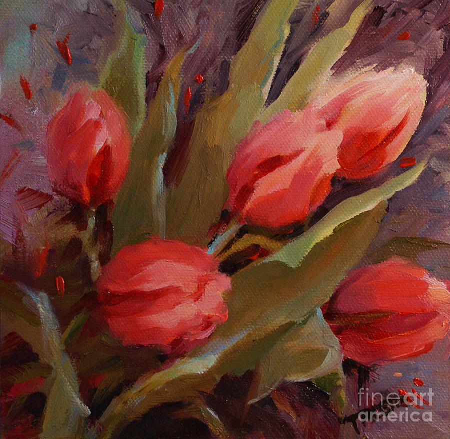 Tulip Painting - Red Tulips Print by Patti Trostle