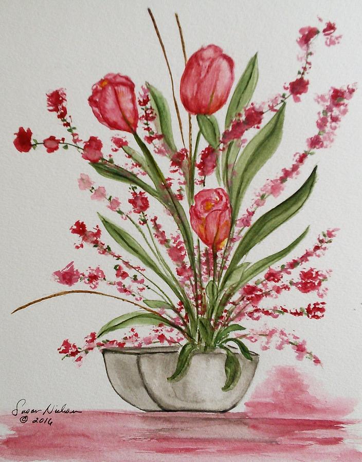 Red Tulips Painting by Susan Nielsen