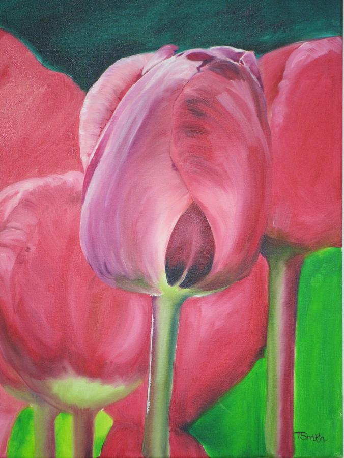 Red Tulips Painting by Teresa Smith
