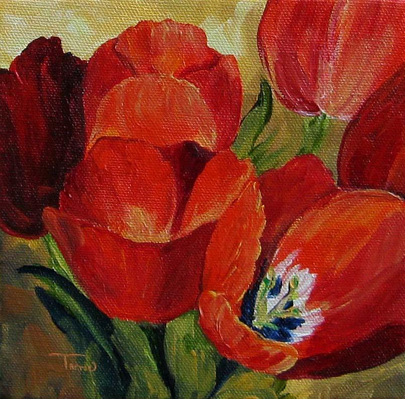 Red Tulips  Painting by Torrie Smiley