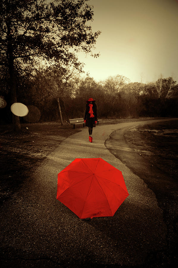 Red umbrella Photograph by Lilia S