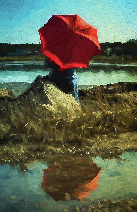 Red Umbrella Digital Art by Patrice Zinck
