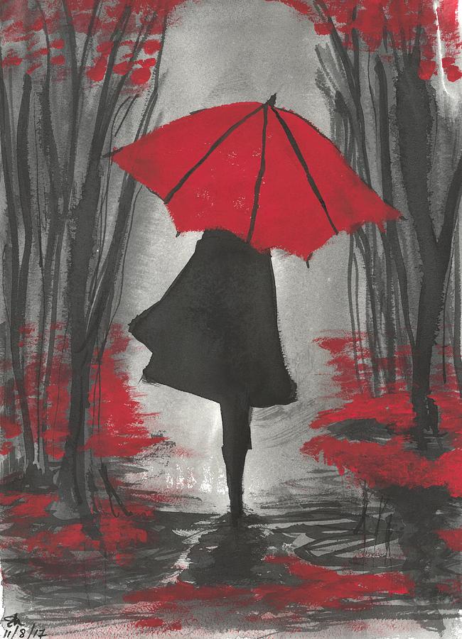 Midler Mod viljen Ordsprog Red Umbrella Painting by Susan Haddock - Fine Art America