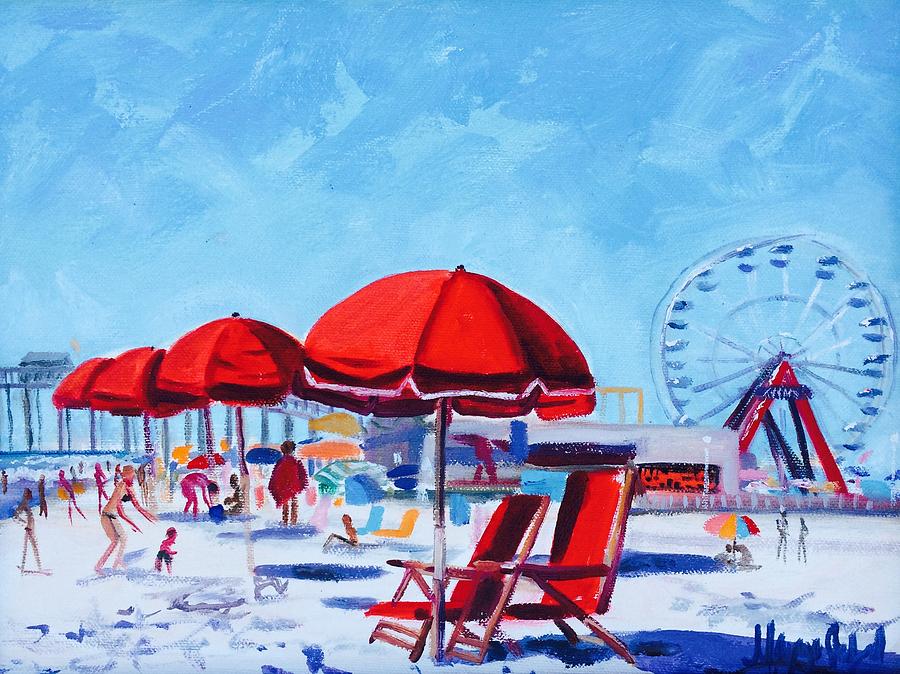 Red Umbrellas Painting by Maggii Sarfaty