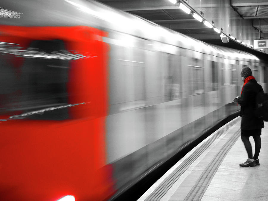 London Photograph - Red underground train by Jaime Scatena