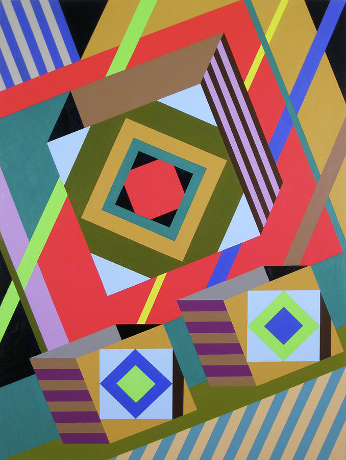Geometry Painting - Red Uptilt by Richard Newman