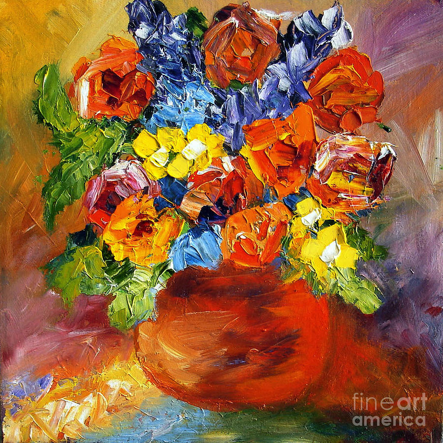 Red Vase Painting by Mary Jo Zorad