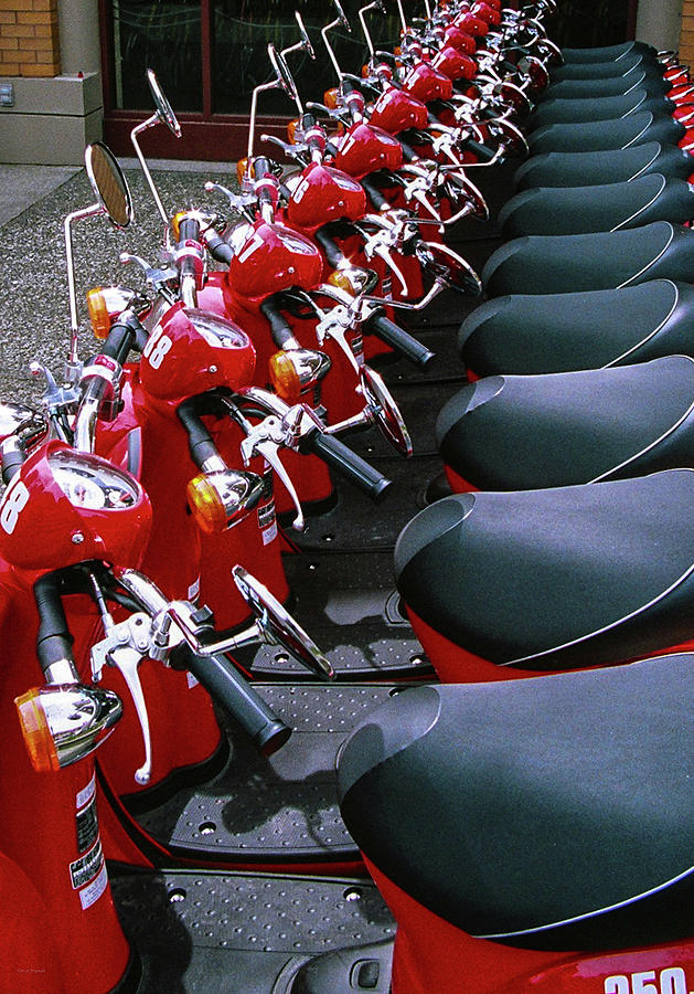 Red Vespas Photograph by Ross Henton
