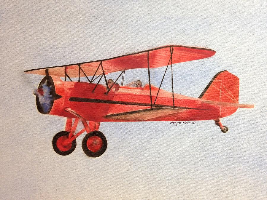 vintage airplane drawing red