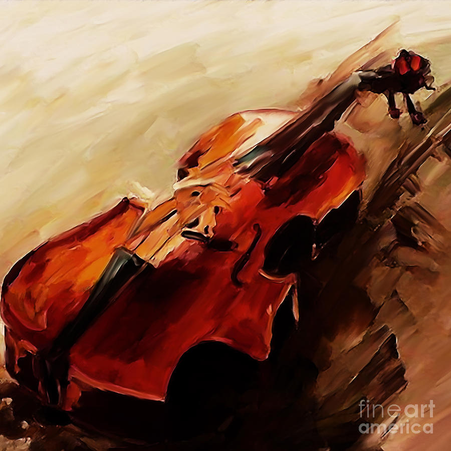 Music Painting - Red Violin  by Gull G