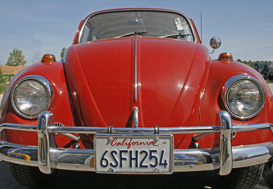 Car Photograph - Red Volkswagen Beetle by Georgia Clare