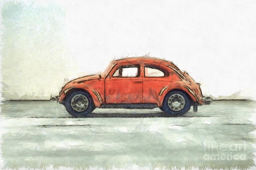 Red VW Beetle Bug Pencil Photograph by Edward Fielding