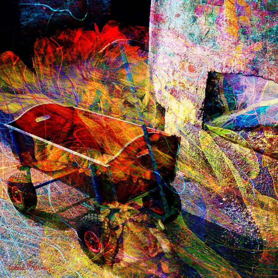 Red Wagon Digital Art by Barbara Berney