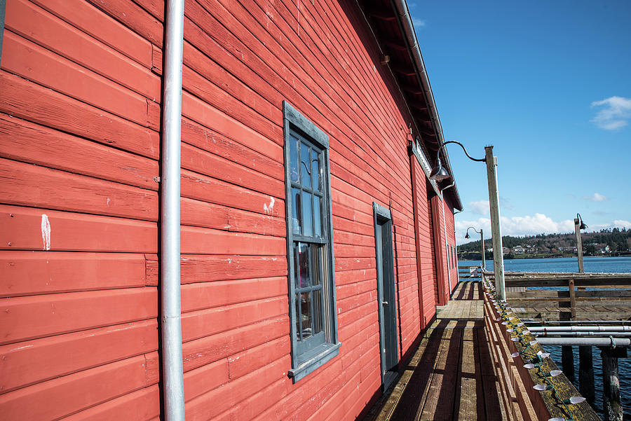 Red Wall at Coupeville Wharf Photograph by Tom Cochran