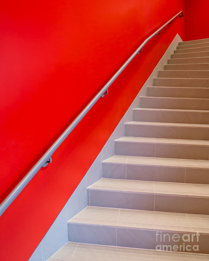 Red Walls Staircase Photograph by Edward Fielding