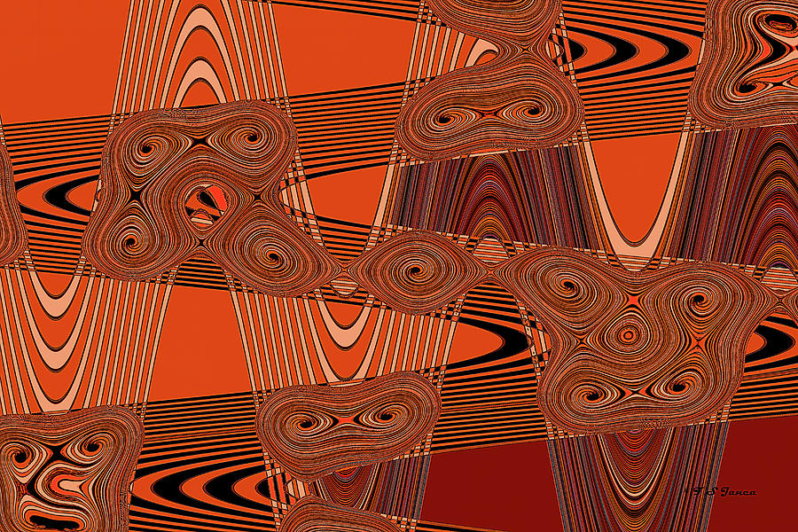 Red Wave Intersect Abstract Digital Art by Tom Janca