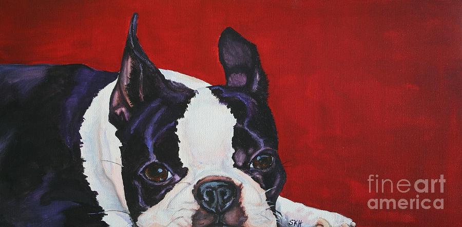 Red White and Black Painting by Susan Herber