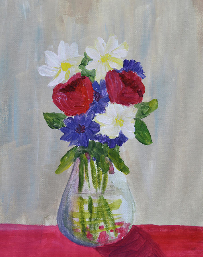 Red, White and Blue in Bloom Painting by Stephanie Fluckey