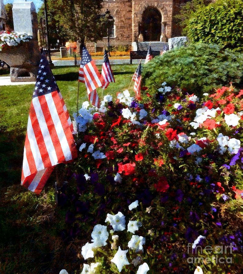 Flag Photograph - Red White and Blue - Memorial Garden Stroudsburg PA by Janine Riley