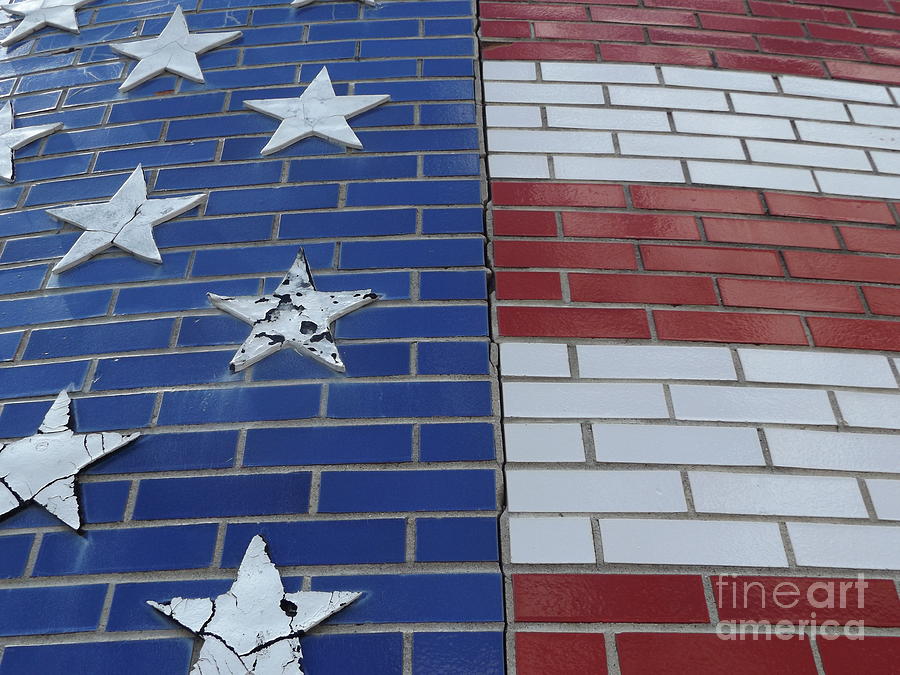 Red White and Blue on Brick Photograph by Erick Schmidt