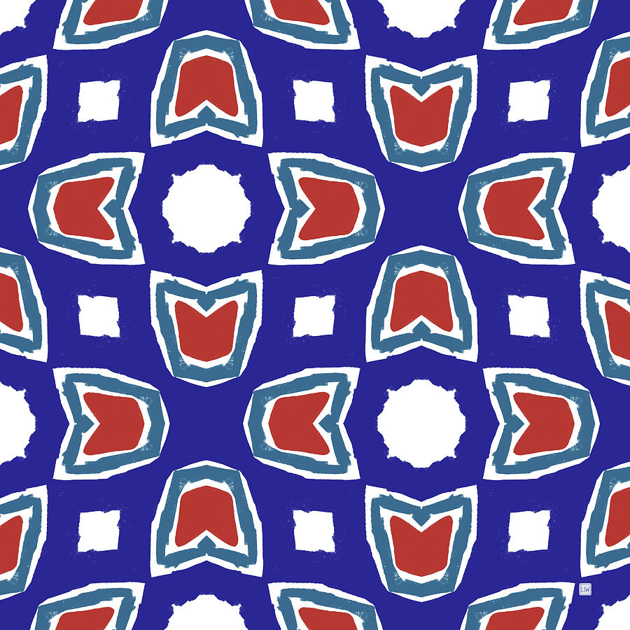 Independence Day Digital Art - Red White and Blue Tulips Pattern- Art by Linda Woods by Linda Woods