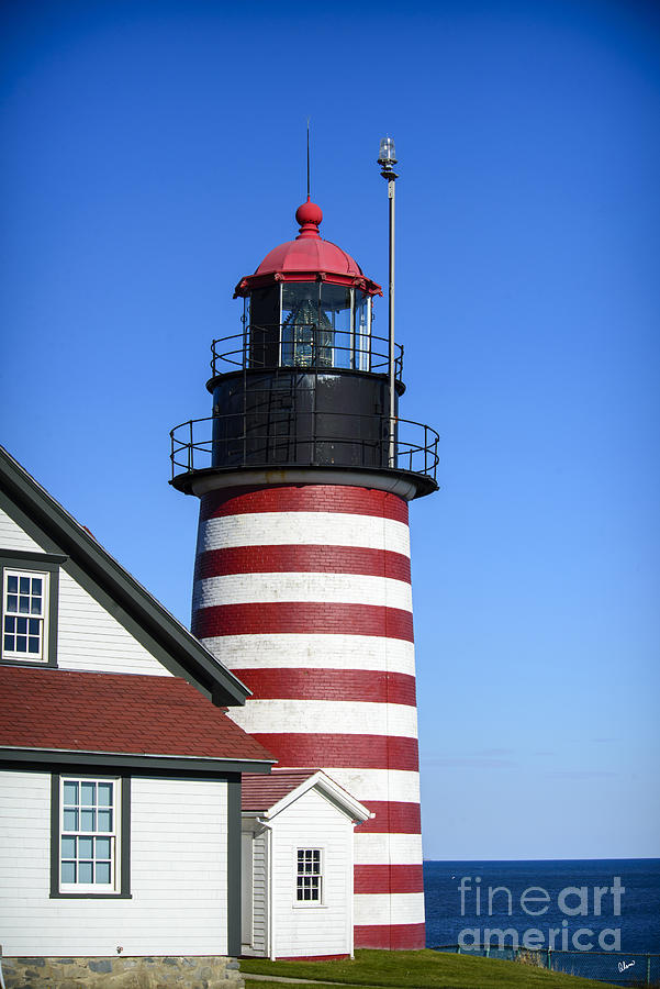 Red White Striped Lighthouse Photograph by Alana Ranney