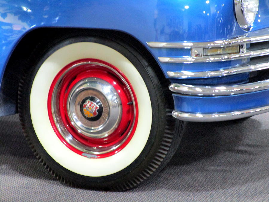 Car Photograph - Red Whitewall And Blue by Randall Weidner