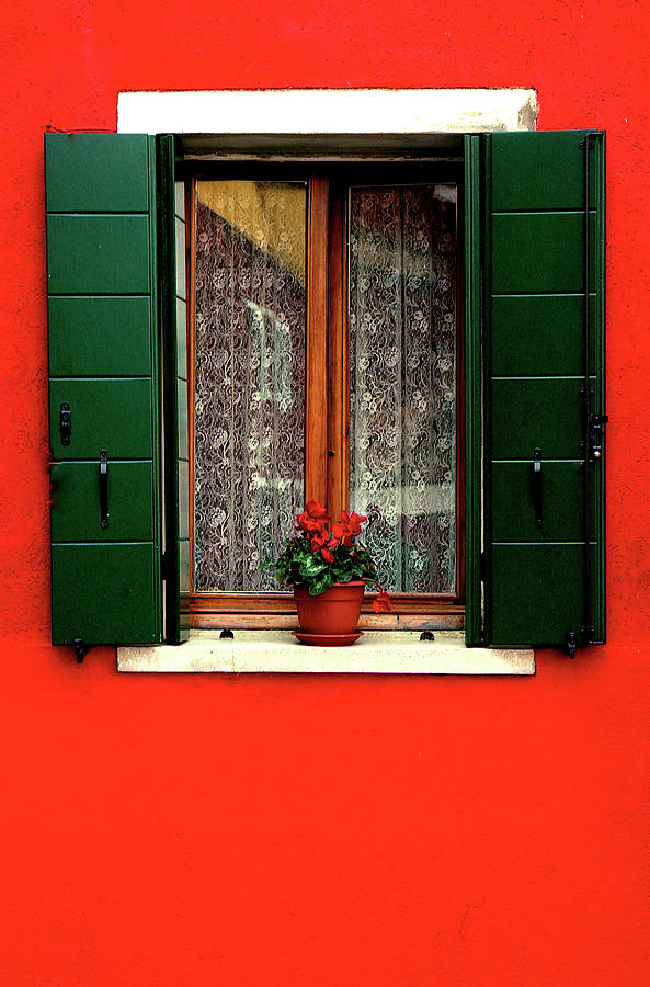 Red Window Burano Italy Photograph by Xavier Cardell - Fine Art America