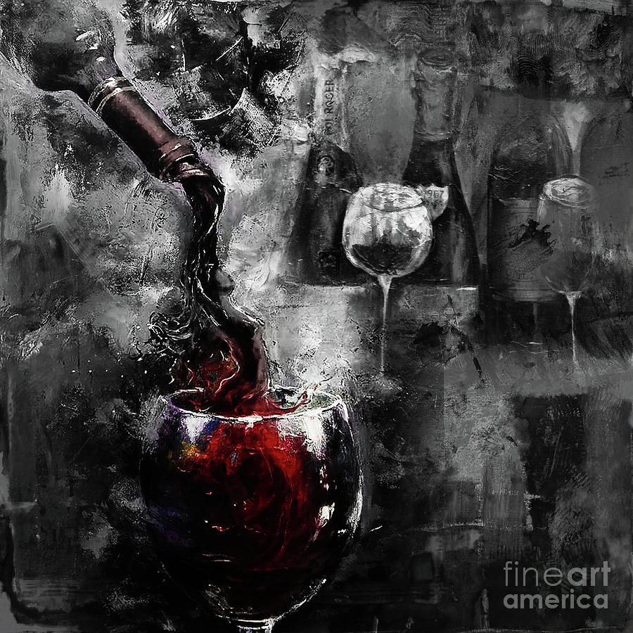 Wine Painting - Red Wine 01 by Gull G
